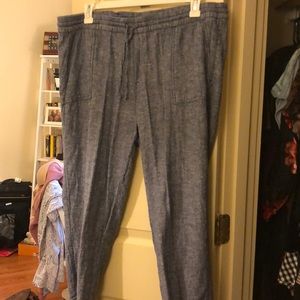 Linen blend navy crop joggers